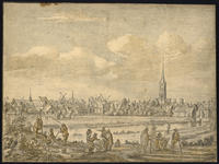 203042 Profiel van de stad Utrecht uit het westen gezien: het gedeelte met de Jacobikerk en de Catharijnepoort (geheel ...